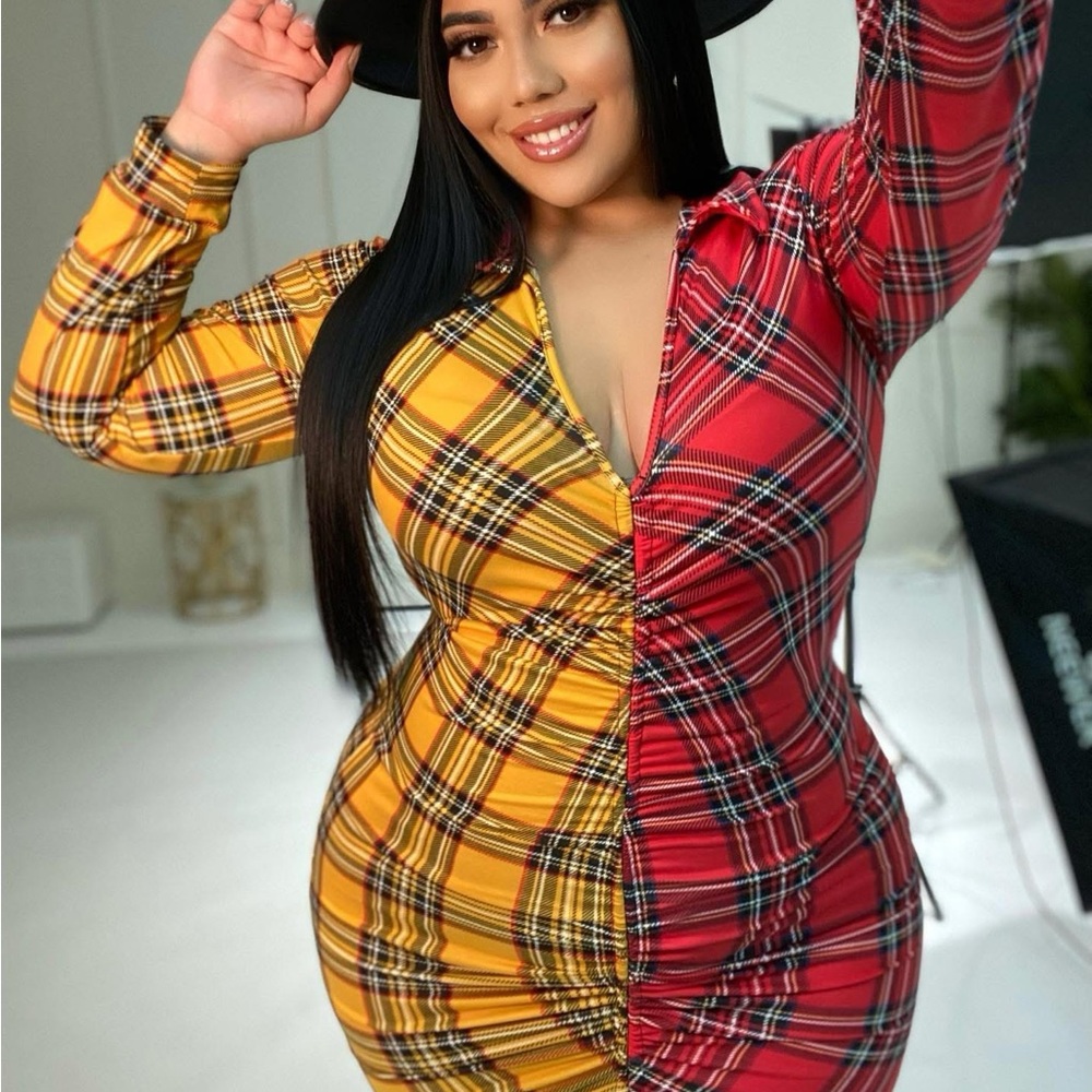 Plaid Yellow and Red Dress